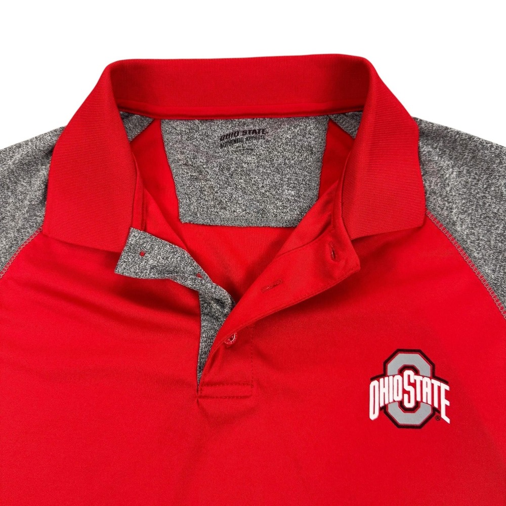 Ohio State Buckeyes Polo Shirt Mens Large Red NCAA Football Authentic Apparel